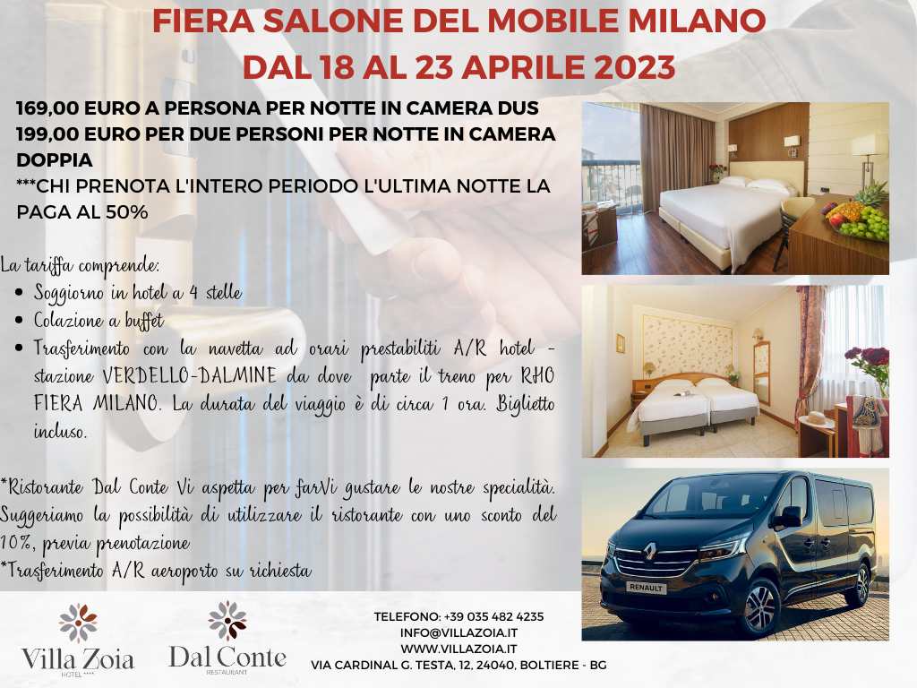 Fiera Salone del Mobile Milano dal 18 al 23 aprile 2023